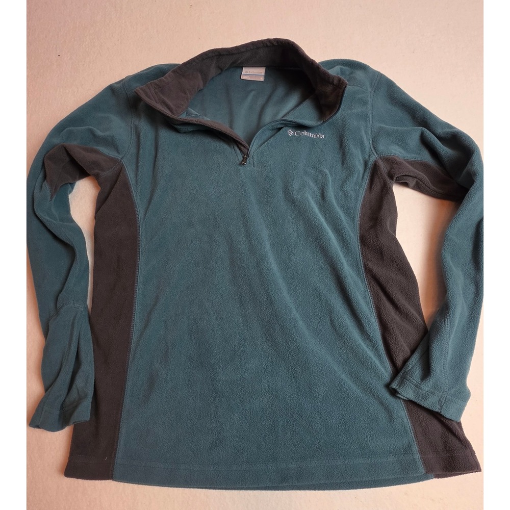 Columbia Mens Fleece Quarter Zip Pullover Teal Gray Hiking Trail XM6279 Size S